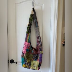 Rising International Patchwork Hobo Bag Handmade Nepal Cotton